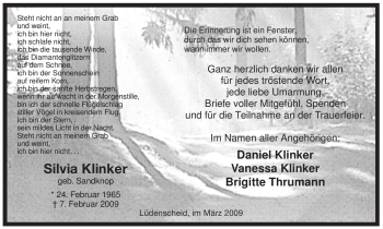 Traueranzeige von Silvia Kliner von WESTFÄLISCHER ANZEIGER