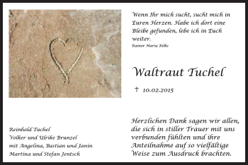 Traueranzeige von Waltraut Tuchel von MZV