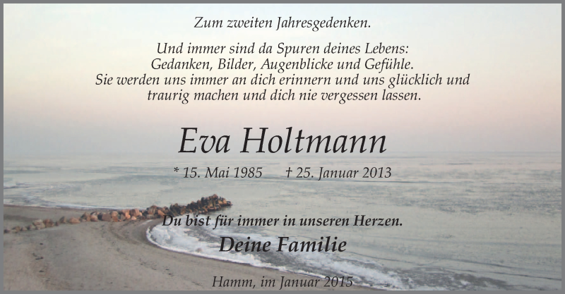  Traueranzeige für Eva Holtmann vom 24.01.2015 aus MZV