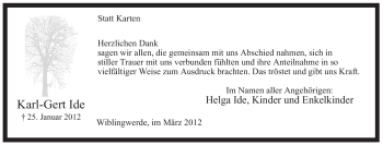 Traueranzeige von Karl-Gert Ide von WESTFÄLISCHER ANZEIGER