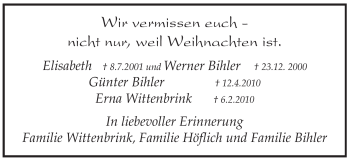 Traueranzeige von Werner Bihler von WESTFÄLISCHER ANZEIGER