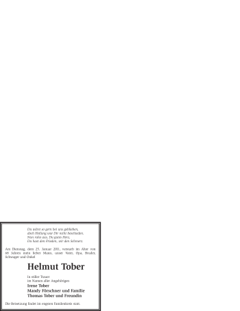 Traueranzeige von Helmut Tober von WESTFÄLISCHER ANZEIGER