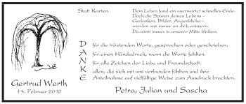 Traueranzeige von Gertrud Werth von WESTFÄLISCHER ANZEIGER