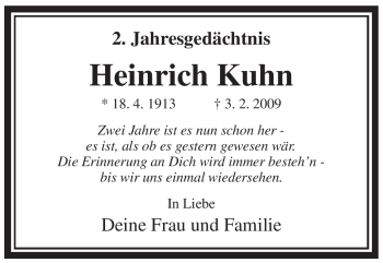 Traueranzeige von Heinrich Kuhn von WESTFÄLISCHER ANZEIGER