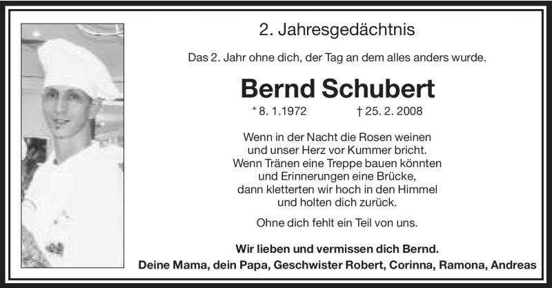  Traueranzeige für Bernd Schubert vom 25.02.2010 aus WESTFÄLISCHER ANZEIGER
