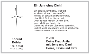 Traueranzeige von Konrad Böhler von WESTFÄLISCHER ANZEIGER