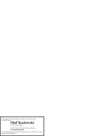 Traueranzeige von Olaf Koslowski von WESTFÄLISCHER ANZEIGER