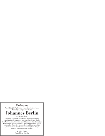 Traueranzeige von Johannes Berlin von WESTFÄLISCHER ANZEIGER