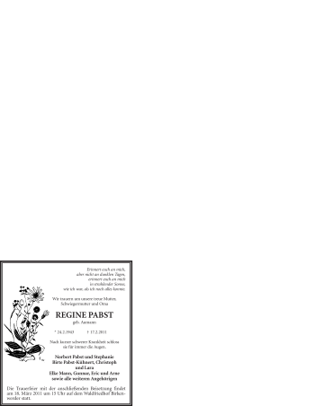 Traueranzeige von REGINE PABST von WESTFÄLISCHER ANZEIGER