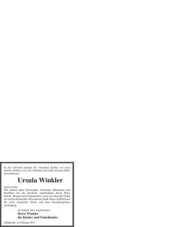Traueranzeige von Ursula Winkler von WESTFÄLISCHER ANZEIGER