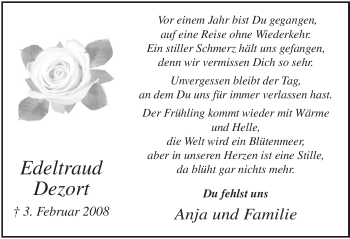 Traueranzeige von Edeltraud Dezort von WESTFÄLISCHER ANZEIGER