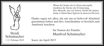 Traueranzeige von Heidi Schumacher von MZV