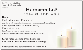 Traueranzeige von Hermann Loß von MZV