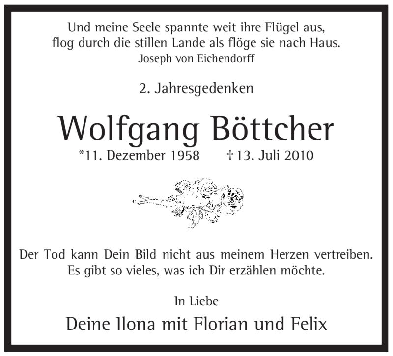  Traueranzeige für Wolfgang Böttcher vom 13.07.2012 aus WESTFÄLISCHER ANZEIGER