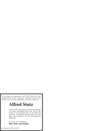Traueranzeige von Alfred Stutz von WESTFÄLISCHER ANZEIGER