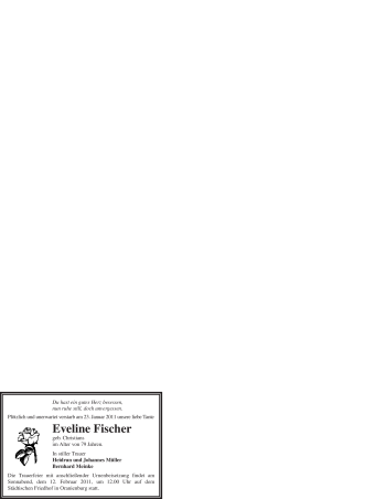 Traueranzeige von Eveline Fischer von WESTFÄLISCHER ANZEIGER