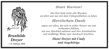 Traueranzeige von Brunhilde Dreyer von WESTFÄLISCHER ANZEIGER