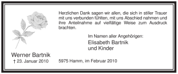 Traueranzeige von Werner Bartnik von WESTFÄLISCHER ANZEIGER