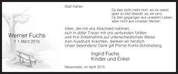 Traueranzeige von Werner Fuchs von Westfälischer Anzeiger