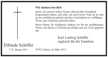 Traueranzeige von Elfriede Schiffer von WESTFÄLISCHER ANZEIGER