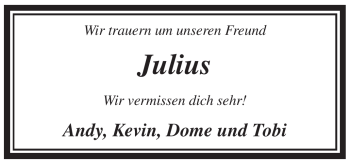 Traueranzeige von Julius Unbekannt von WESTFÄLISCHER ANZEIGER