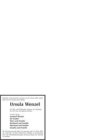 Traueranzeige von Ursula Wenzel von WESTFÄLISCHER ANZEIGER