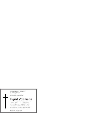 Traueranzeige von Ingrid Völzmann von WESTFÄLISCHER ANZEIGER