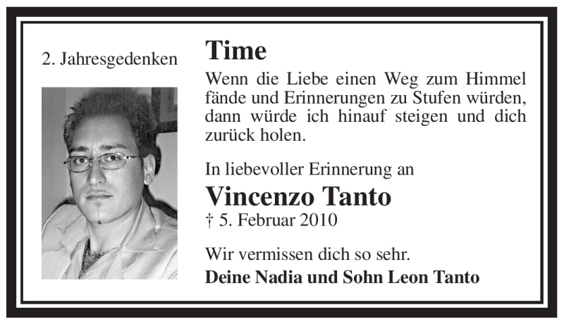  Traueranzeige für Vincenzo Tanto vom 04.02.2012 aus WESTFÄLISCHER ANZEIGER