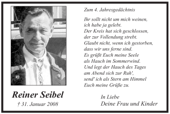 Traueranzeige von Reiner Seibel von WESTFÄLISCHER ANZEIGER