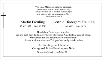 Traueranzeige von Martin Freuling von WESTFÄLISCHER ANZEIGER