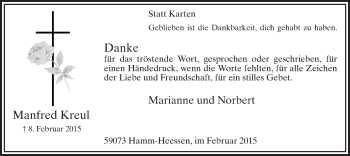 Traueranzeige von Manfred Kreul von MZV