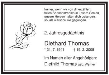 Traueranzeige von Diethard Thomas von WESTFÄLISCHER ANZEIGER