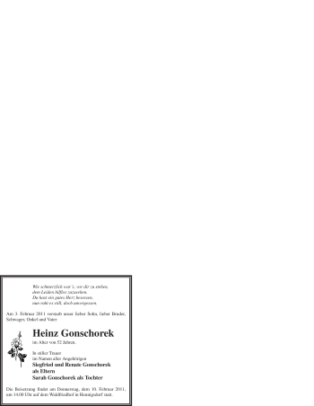 Traueranzeige von Heinz Gonschorek von WESTFÄLISCHER ANZEIGER