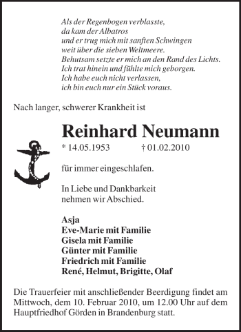Traueranzeige von Reinhard Neumann von WESTFÄLISCHER ANZEIGER