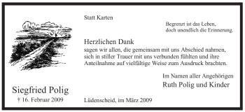 Traueranzeige von Siegfried Polig von WESTFÄLISCHER ANZEIGER
