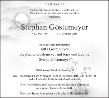Traueranzeige von Stephan Göstemeyer von MZV