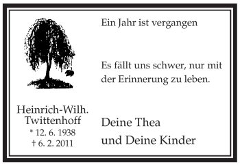 Traueranzeige von Heinrich-Wilh Twittenhoff von WESTFÄLISCHER ANZEIGER