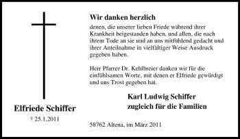 Traueranzeige von Elfriede Schiffer von WESTFÄLISCHER ANZEIGER