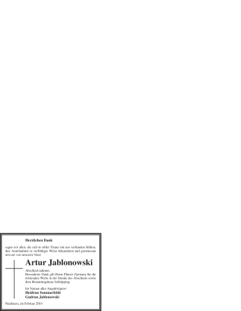 Traueranzeige von Artur Jablonowski von WESTFÄLISCHER ANZEIGER