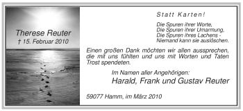Traueranzeige von Therese Reuter von WESTFÄLISCHER ANZEIGER