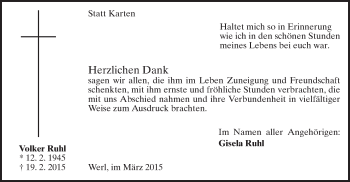 Traueranzeige von Volker Ruhl von MZV