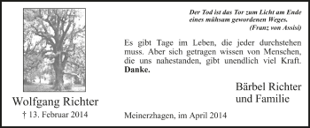 Traueranzeige von Wolfgang Richter von Westfälischer Anzeiger
