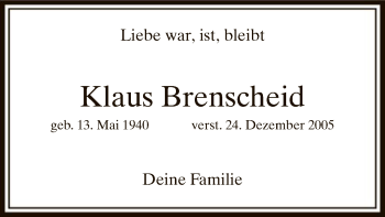 Traueranzeige von Klaus Brenscheid von MZV