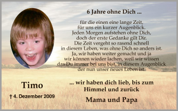 Traueranzeige von Timo  von MZV
