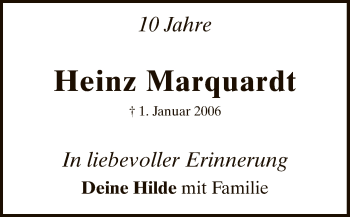 Traueranzeige von Heinz Marquardt von MZV