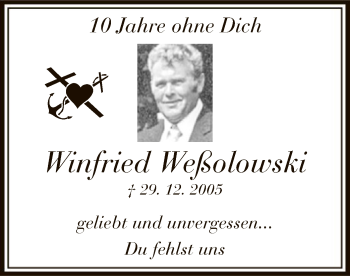 Traueranzeige von Winfried Weßolowski von MZV