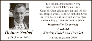 Traueranzeige von Reiner Seibel von MZV