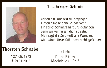 Traueranzeige von Thorsten Schnabel von MZV