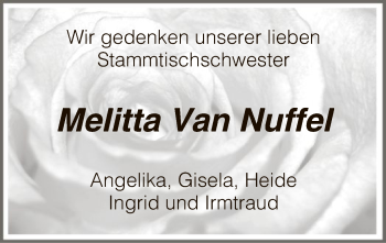 Traueranzeige von Melitta van Nuffel von MZV