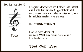 Traueranzeige von Toto  von MZV